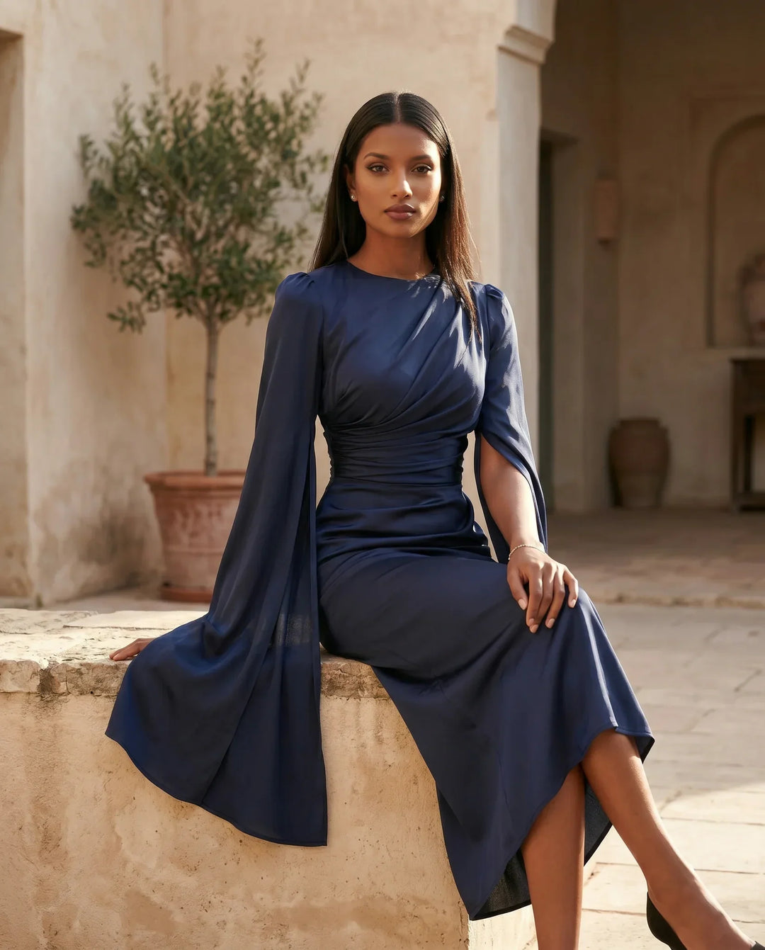 Elin | Lace-Up Mermaid Maxi Dress