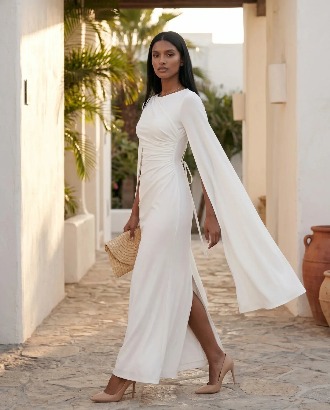 Elin | Lace-Up Mermaid Maxi Dress