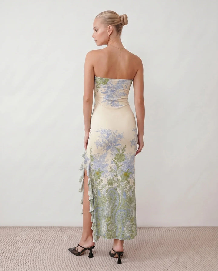 Madelyn | Strapless Floral Print Maxi Dress