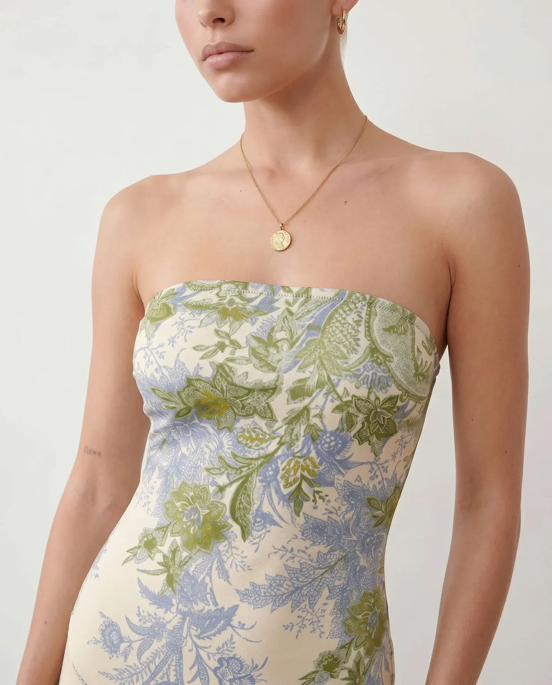 Madelyn | Strapless Floral Print Maxi Dress