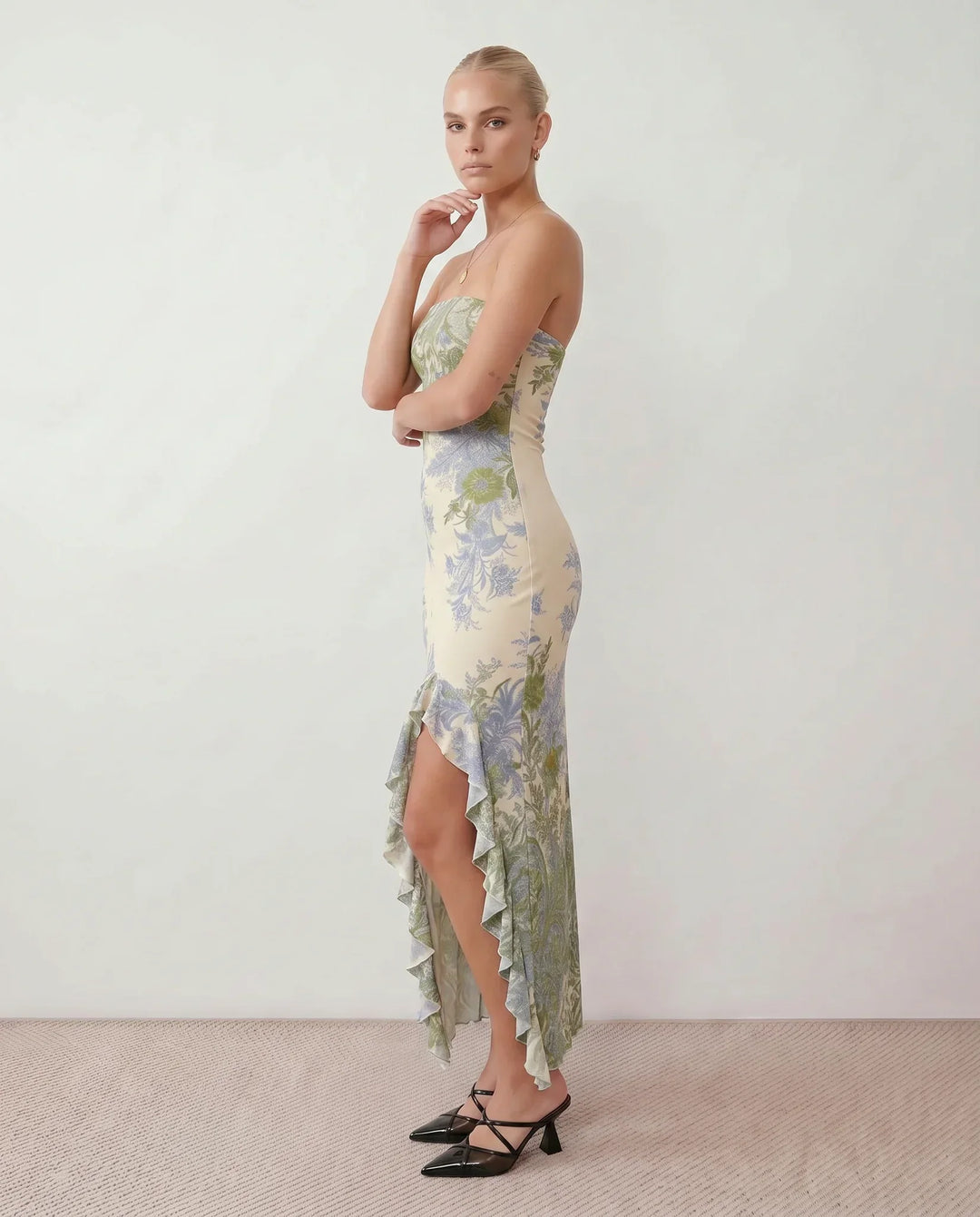Madelyn | Strapless Floral Print Maxi Dress
