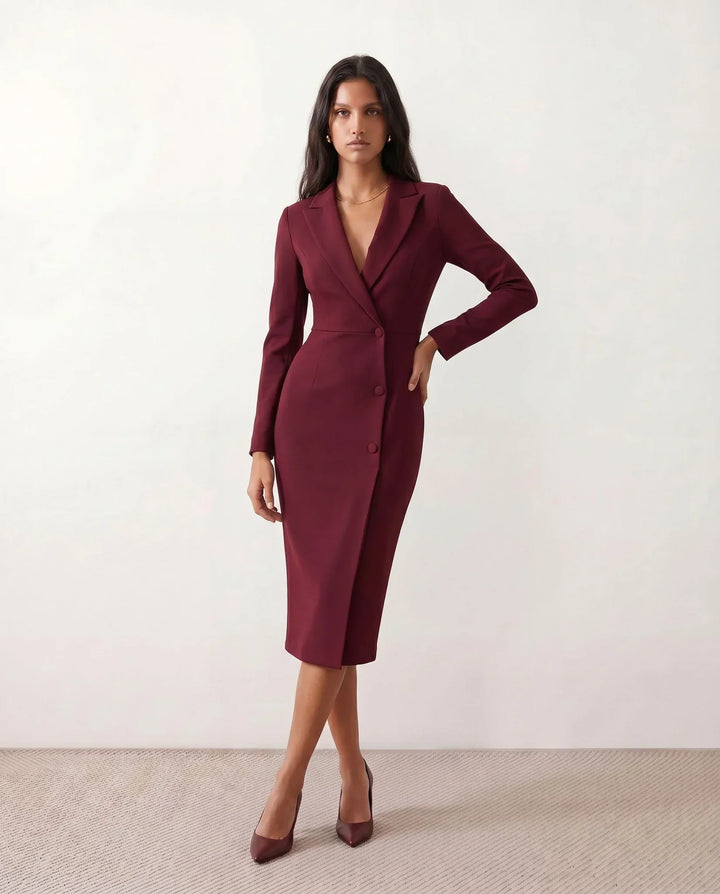 Kaylee | Front Slit Wedding Guest Midi Dress