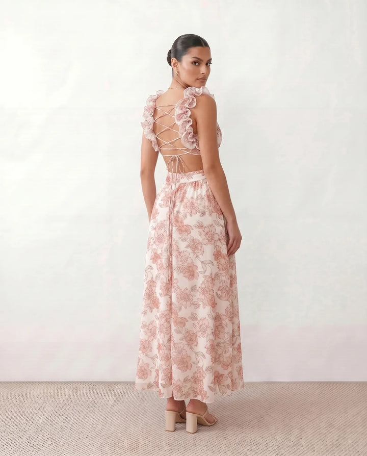 Giedre | Lace-Up A-Line Midi Dress