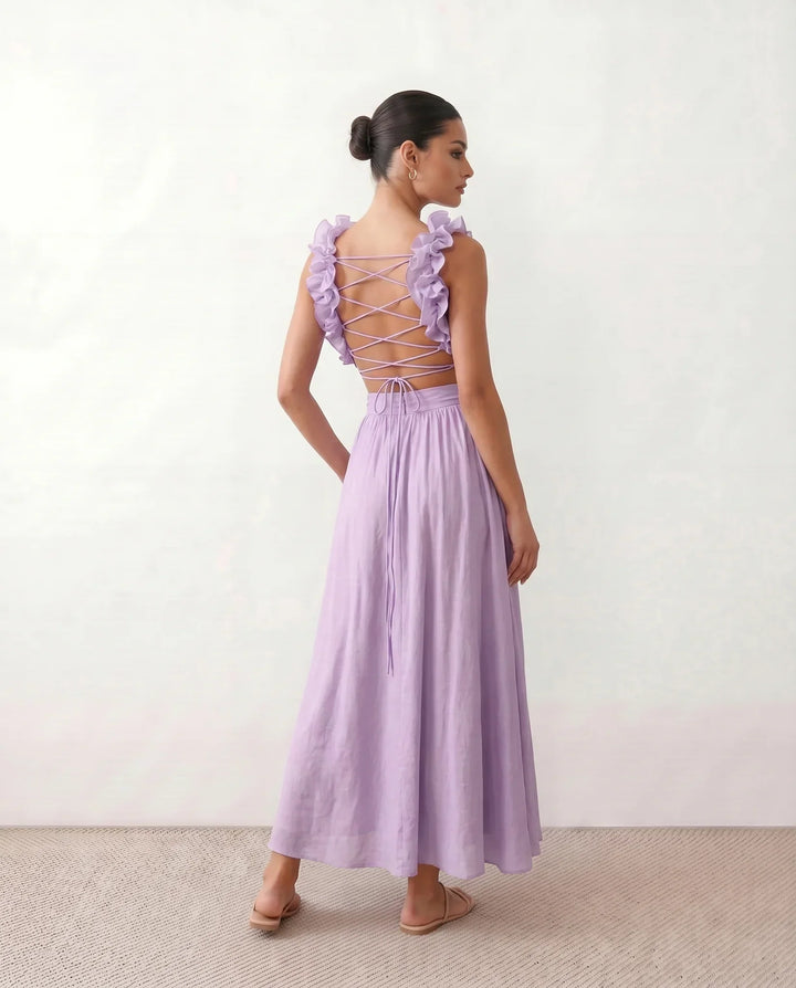 Giedre | Lace-Up A-Line Midi Dress