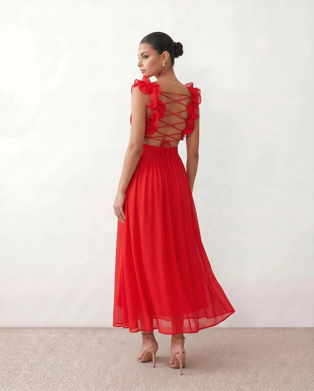 Giedre | Lace-Up A-Line Midi Dress