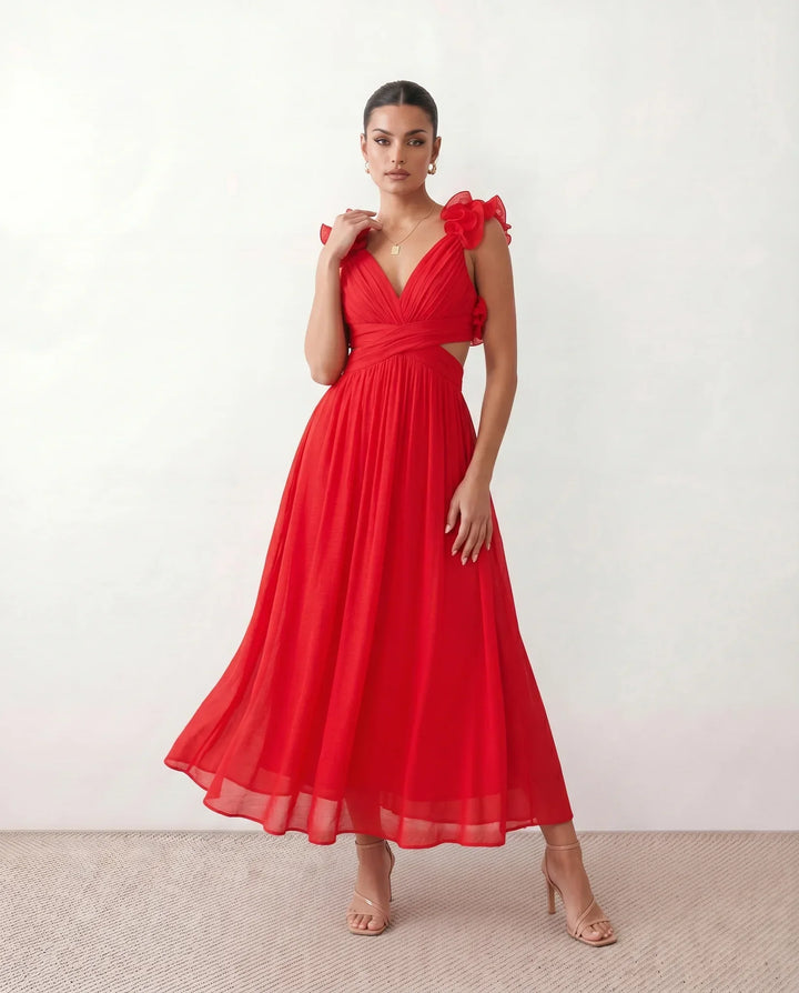 Giedre | Lace-Up A-Line Midi Dress