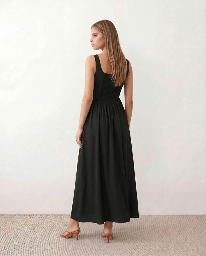 Colleen | Basque Waist A-Line Maxi Dress
