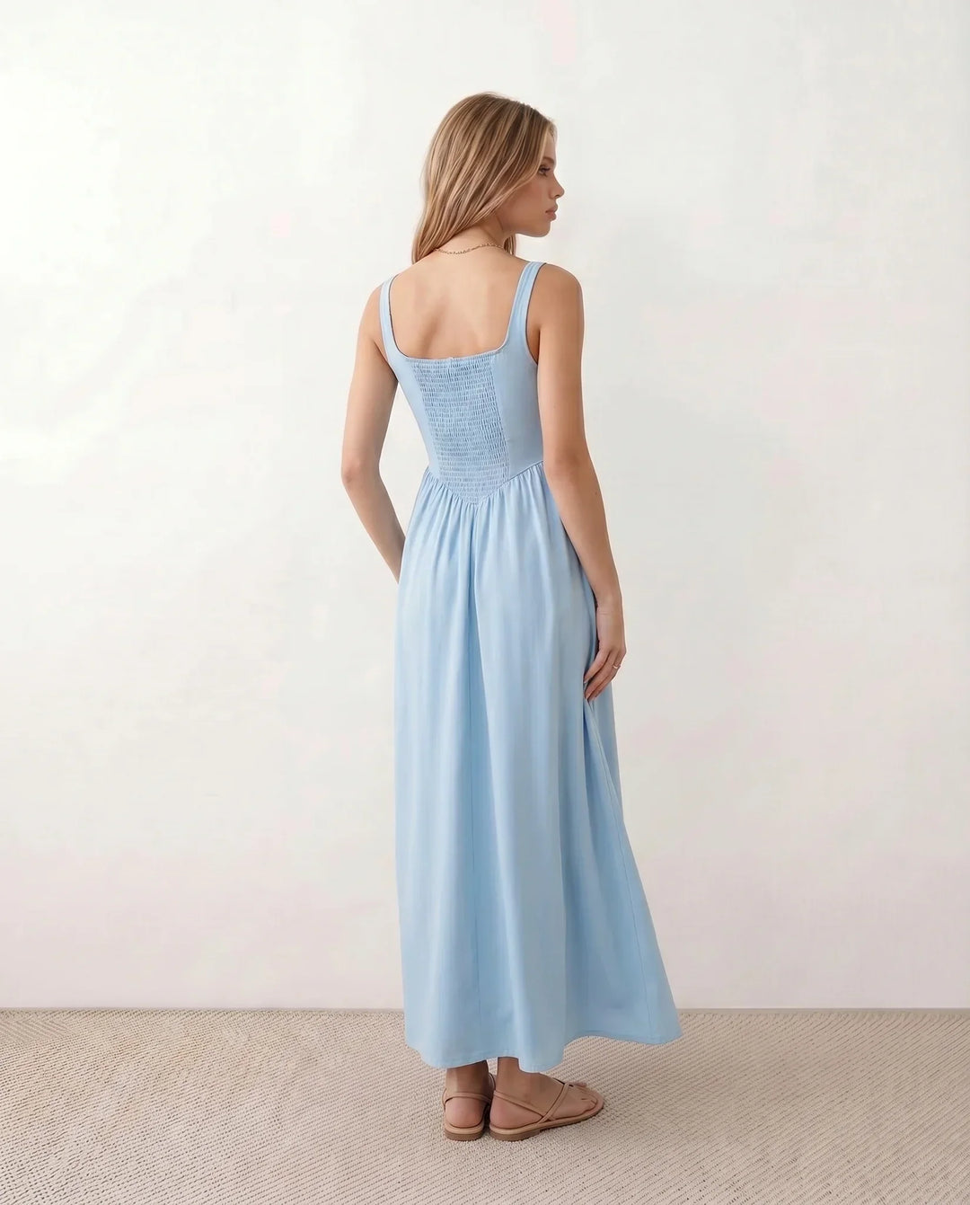 Colleen | Basque Waist A-Line Maxi Dress