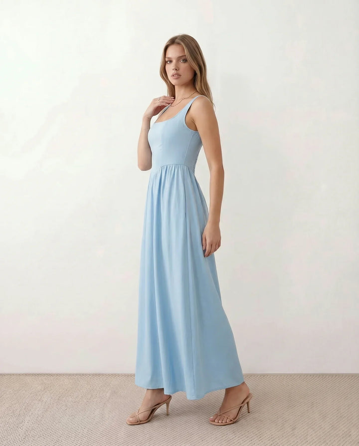 Colleen | Basque Waist A-Line Maxi Dress