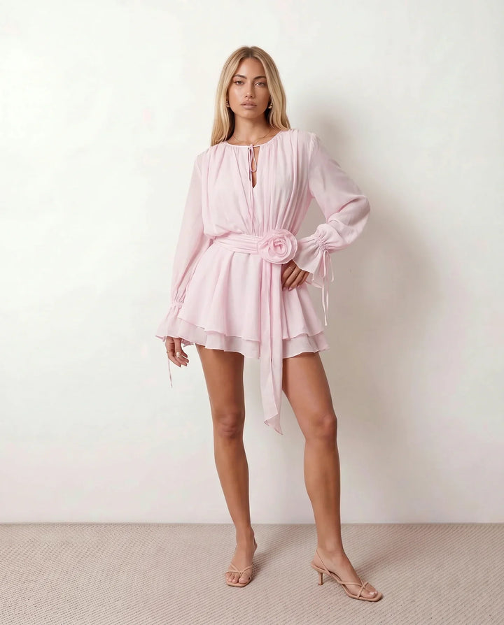 Priya | Pleated Tie Detail Mini Dress