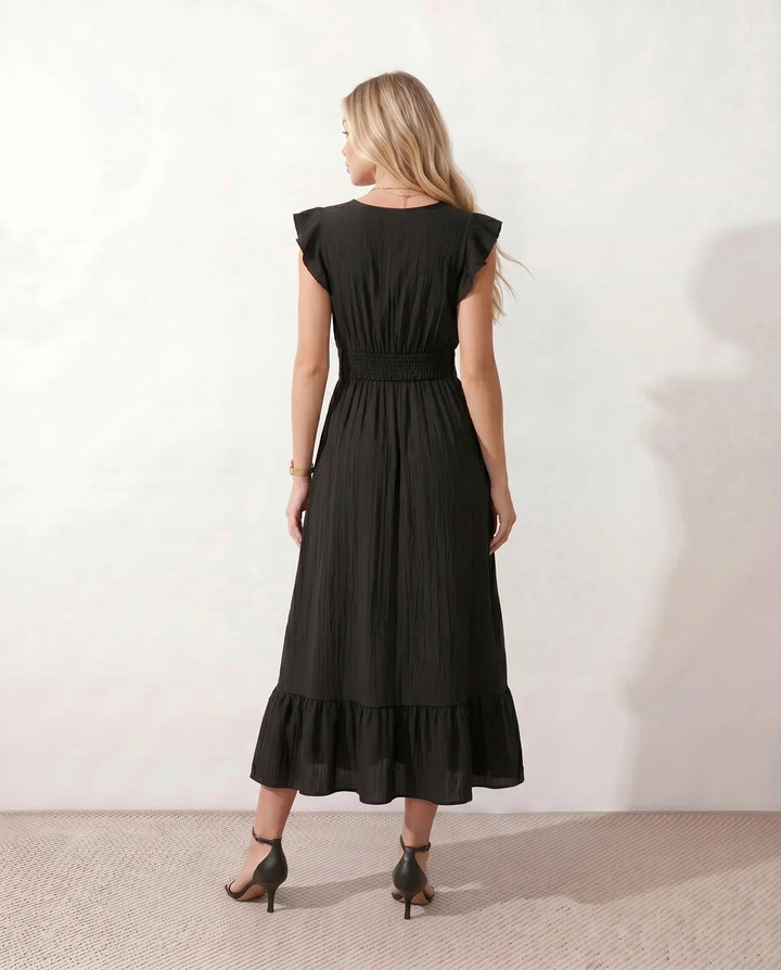 Mirtha | Low Back Ruffle Detail Midi Dress