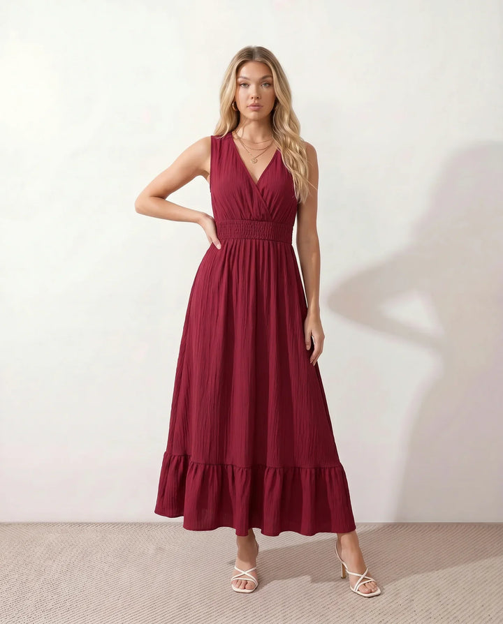 Mirtha | Low Back Ruffle Detail Midi Dress