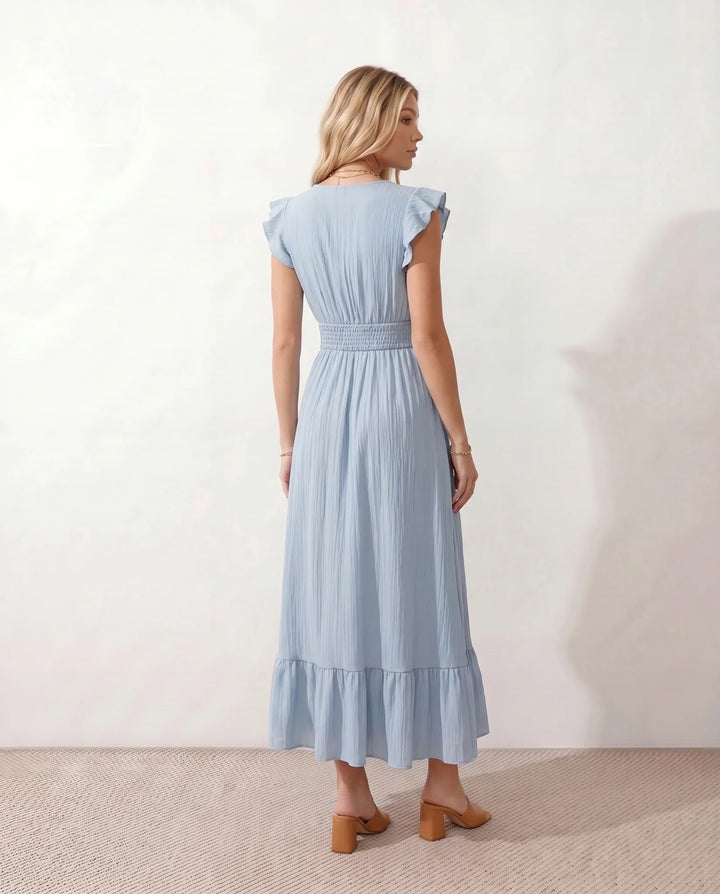 Mirtha | Low Back Ruffle Detail Midi Dress