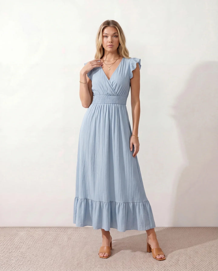 Mirtha | Low Back Ruffle Detail Midi Dress