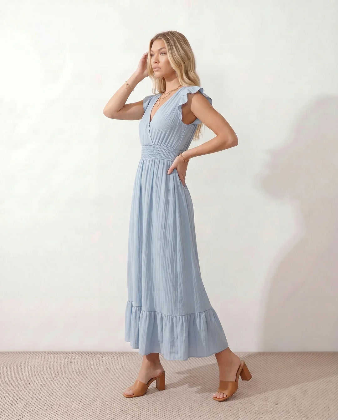 Mirtha | Low Back Ruffle Detail Midi Dress