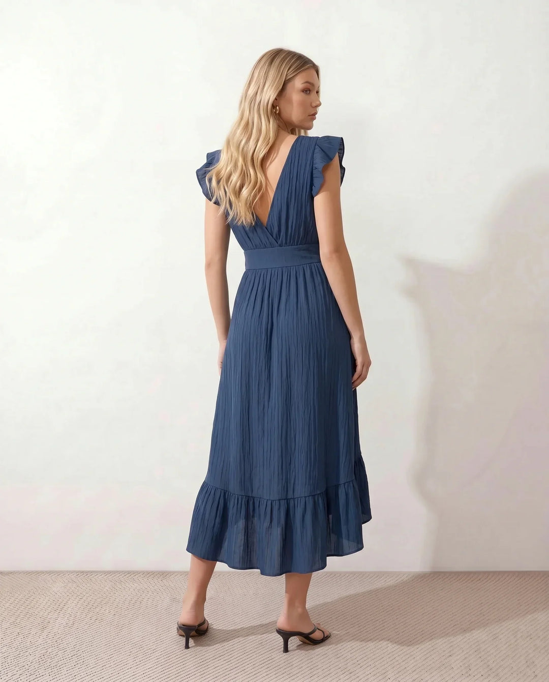 Mirtha | Low Back Ruffle Detail Midi Dress