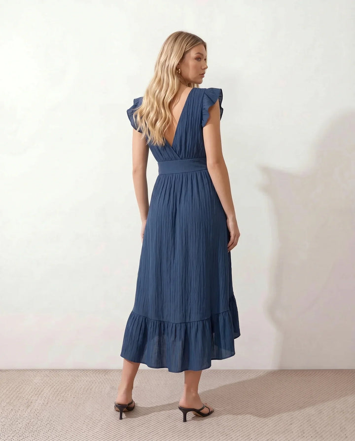 Mirtha | Low Back Ruffle Detail Midi Dress