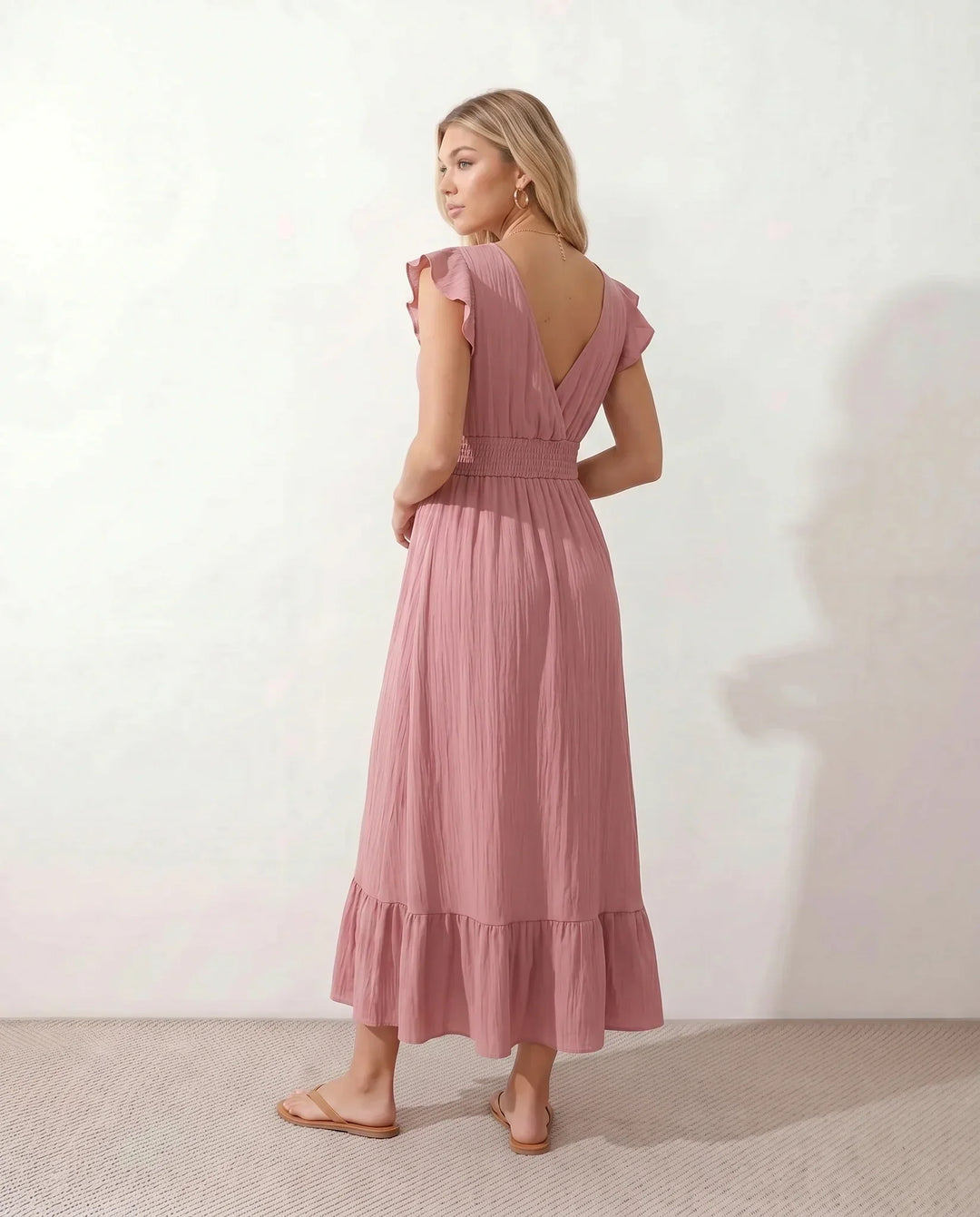 Mirtha | Low Back Ruffle Detail Midi Dress
