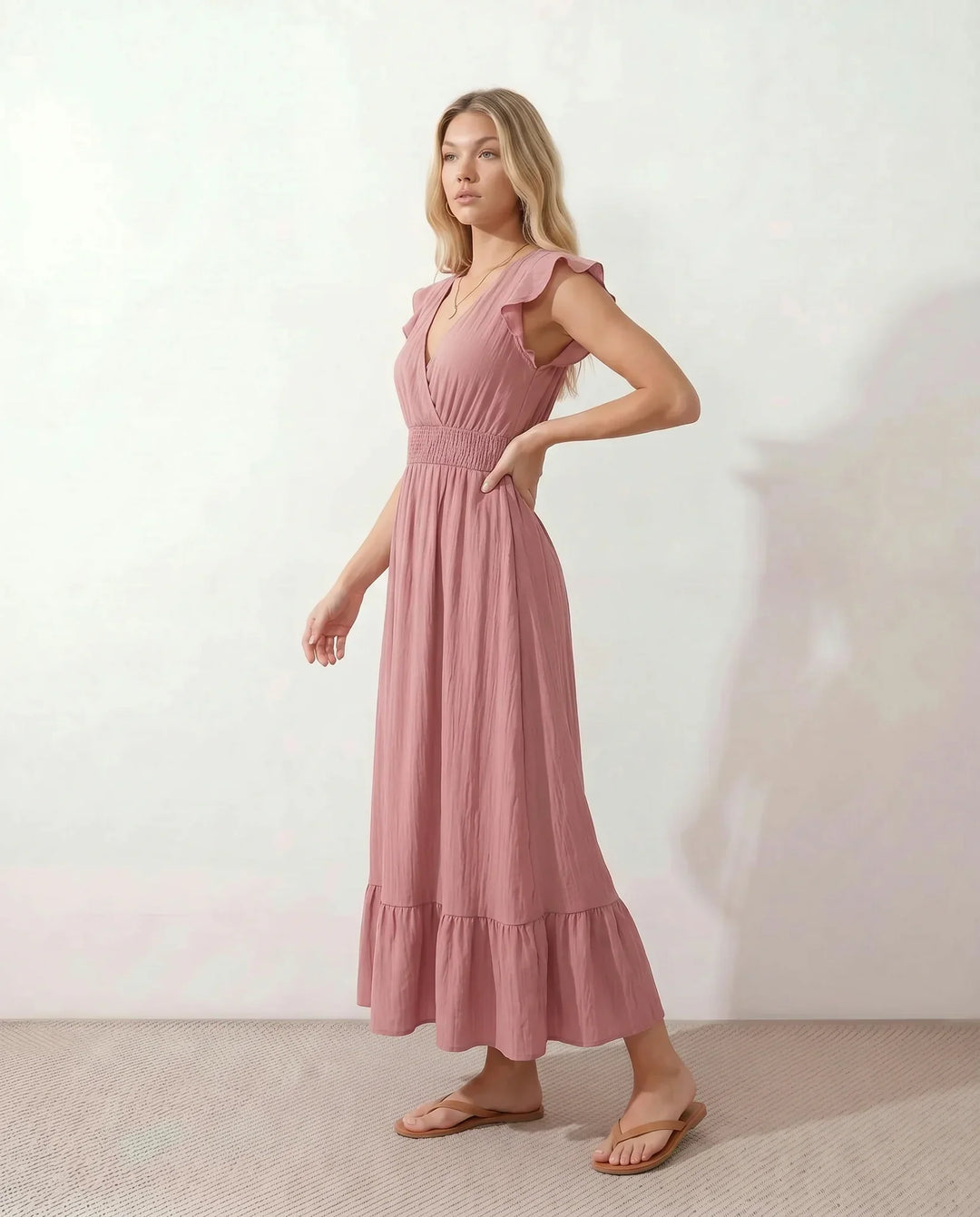 Mirtha | Low Back Ruffle Detail Midi Dress