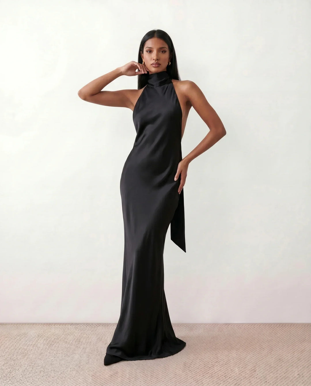 Winnie | Satin Halter Maxi Dress