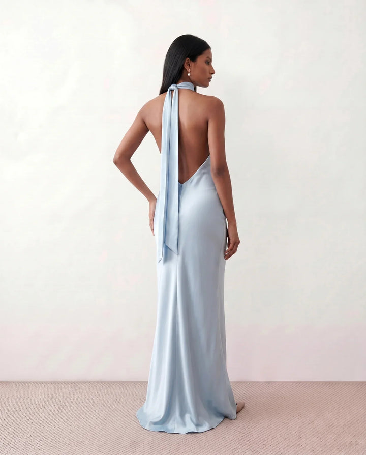 Winnie | Satin Halter Maxi Dress