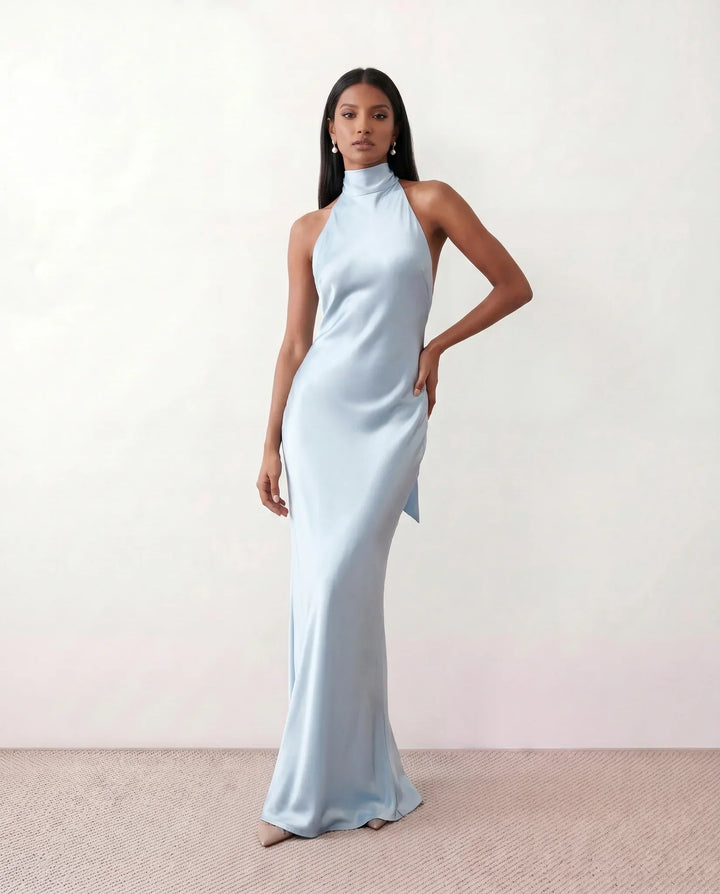 Winnie | Satin Halter Maxi Dress