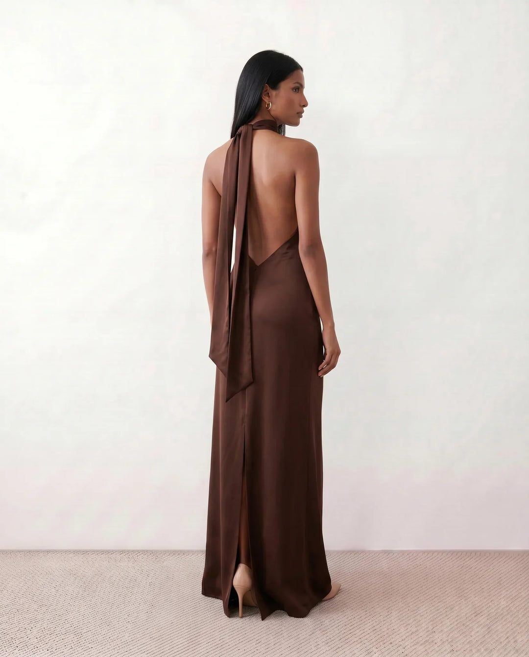 Winnie | Satin Halter Maxi Dress