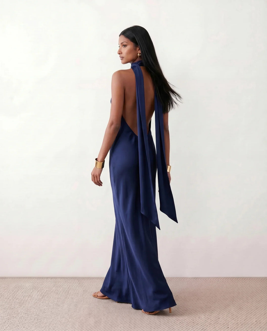 Winnie | Satin Halter Maxi Dress