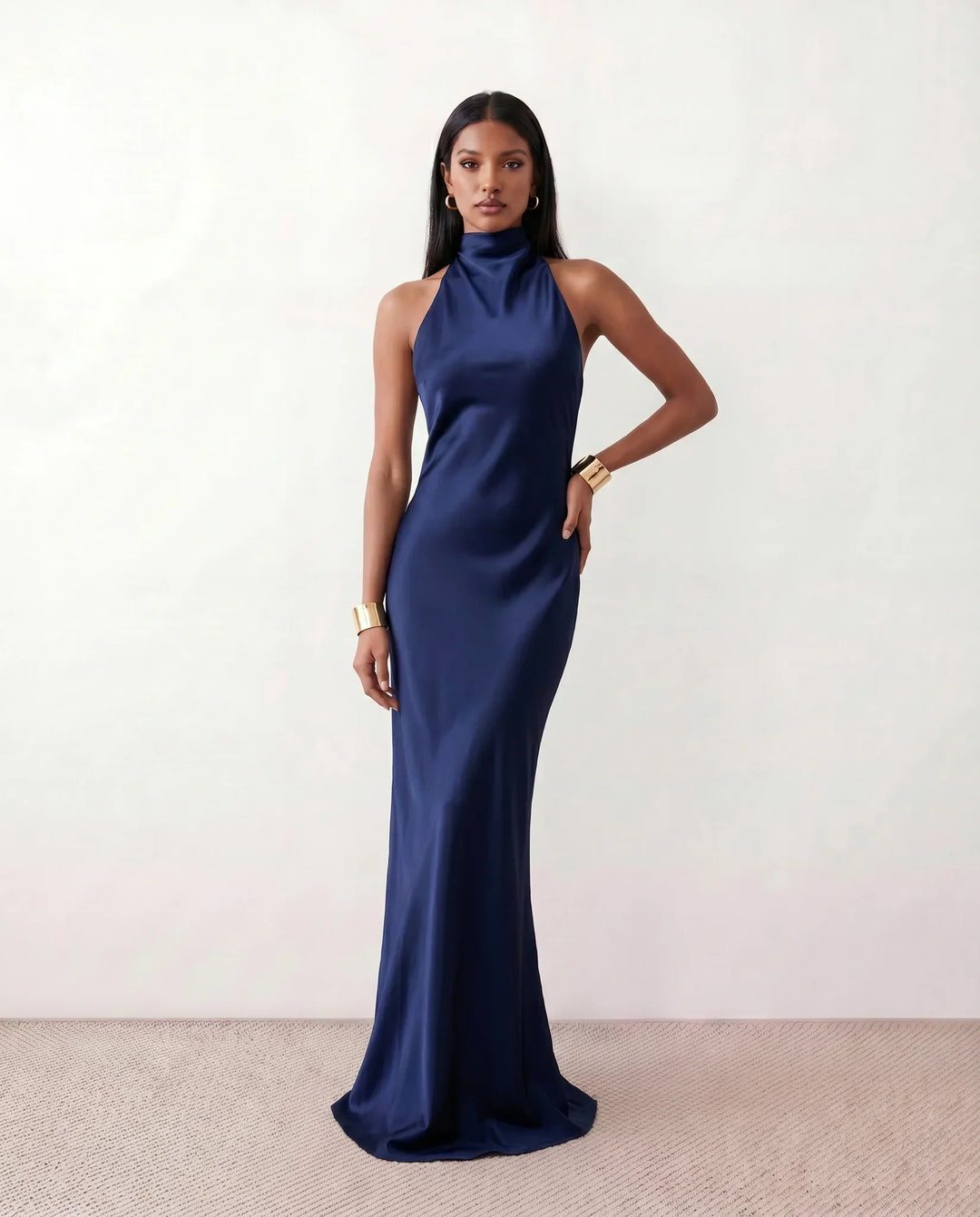 Winnie | Satin Halter Maxi Dress