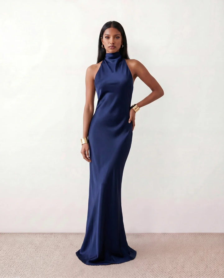 Winnie | Satin Halter Maxi Dress