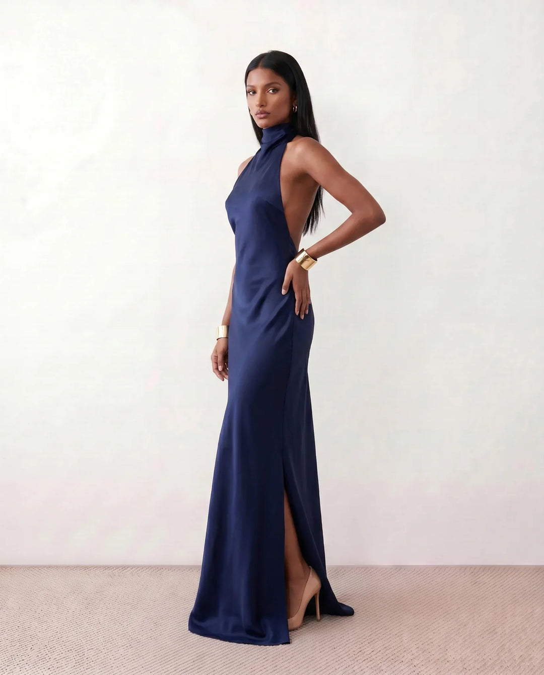 Winnie | Satin Halter Maxi Dress