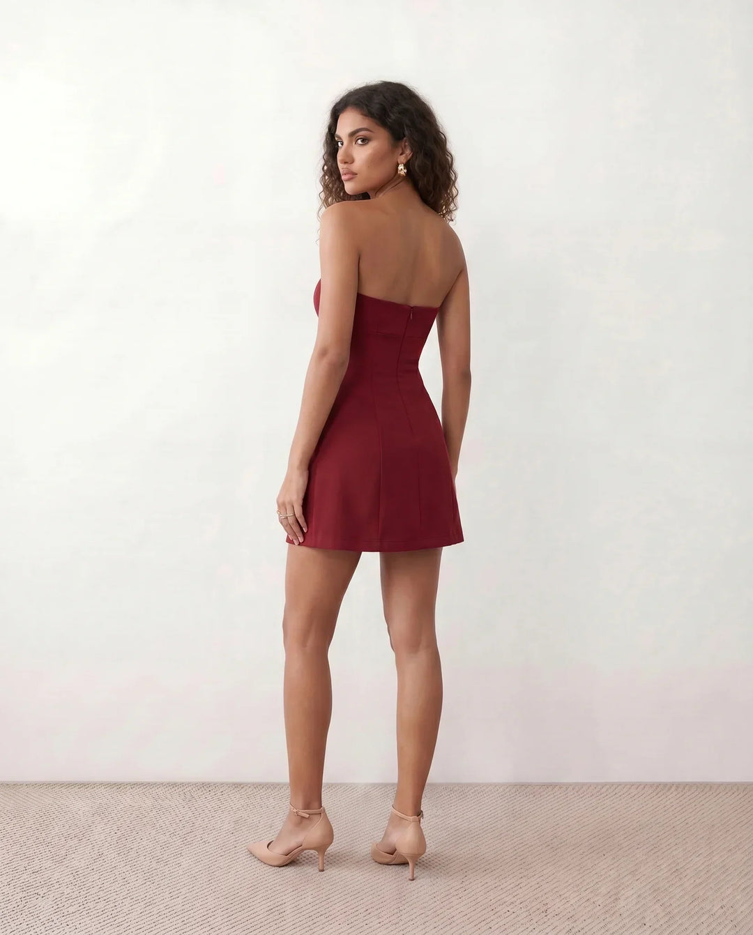 Maeve | Strapless Pleated Mini Dress