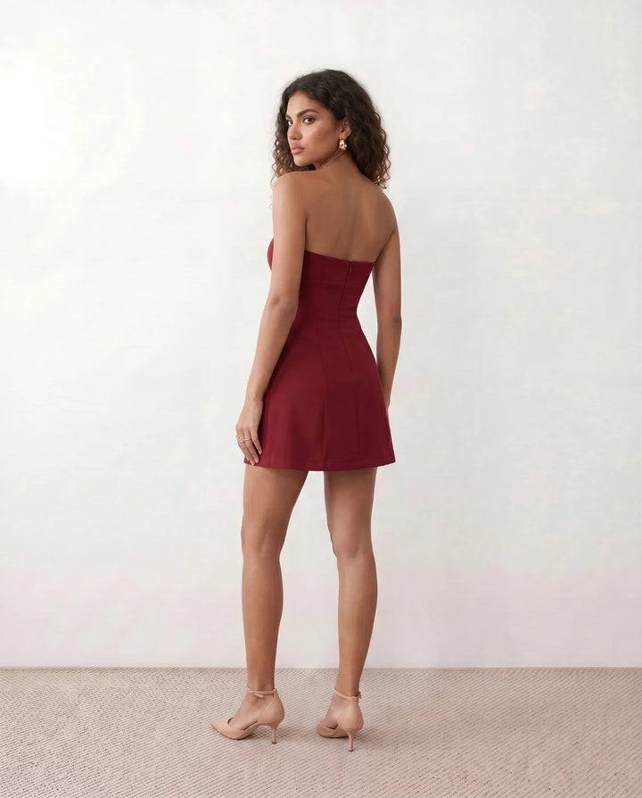 Maeve | Strapless Pleated Mini Dress