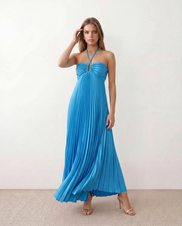 Estella | Pleated Strapless Maxi Dress