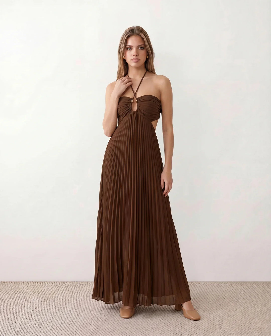 Estella | Pleated Strapless Maxi Dress