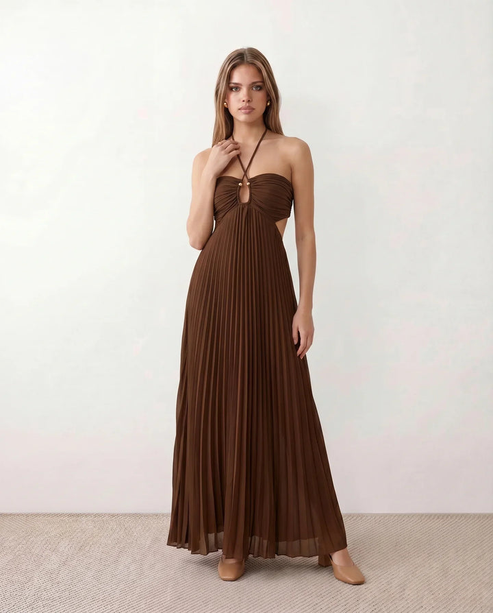 Estella | Pleated Strapless Maxi Dress