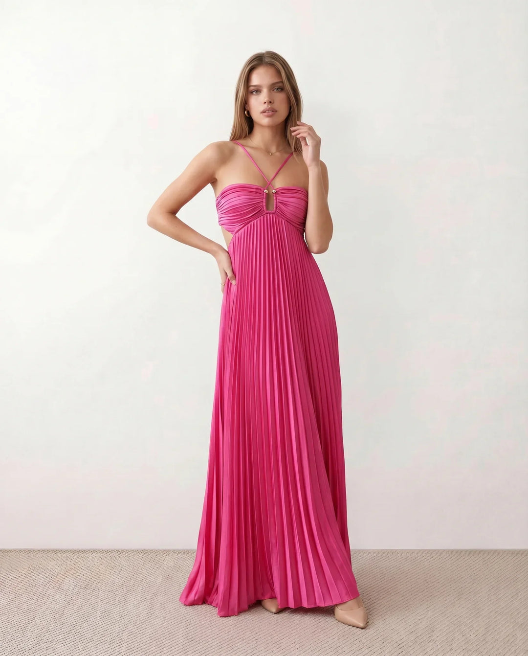 Estella | Pleated Strapless Maxi Dress