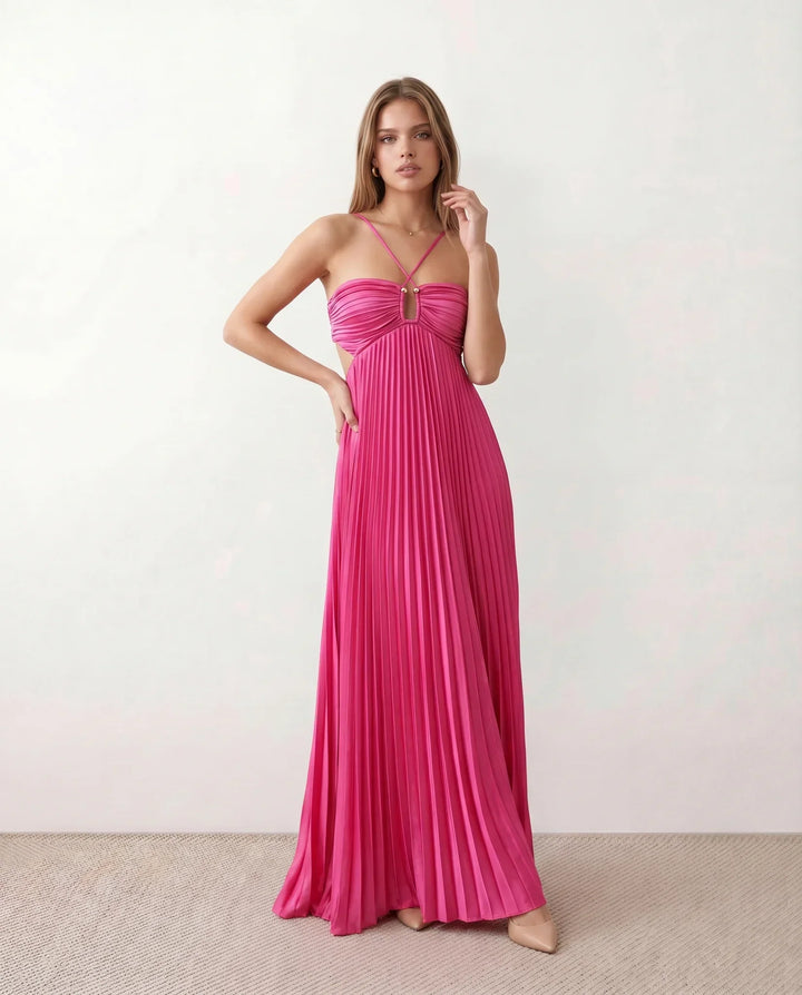 Estella | Pleated Strapless Maxi Dress