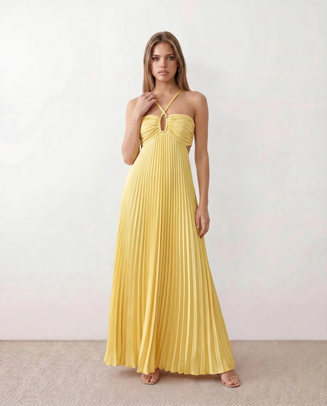 Estella | Pleated Strapless Maxi Dress