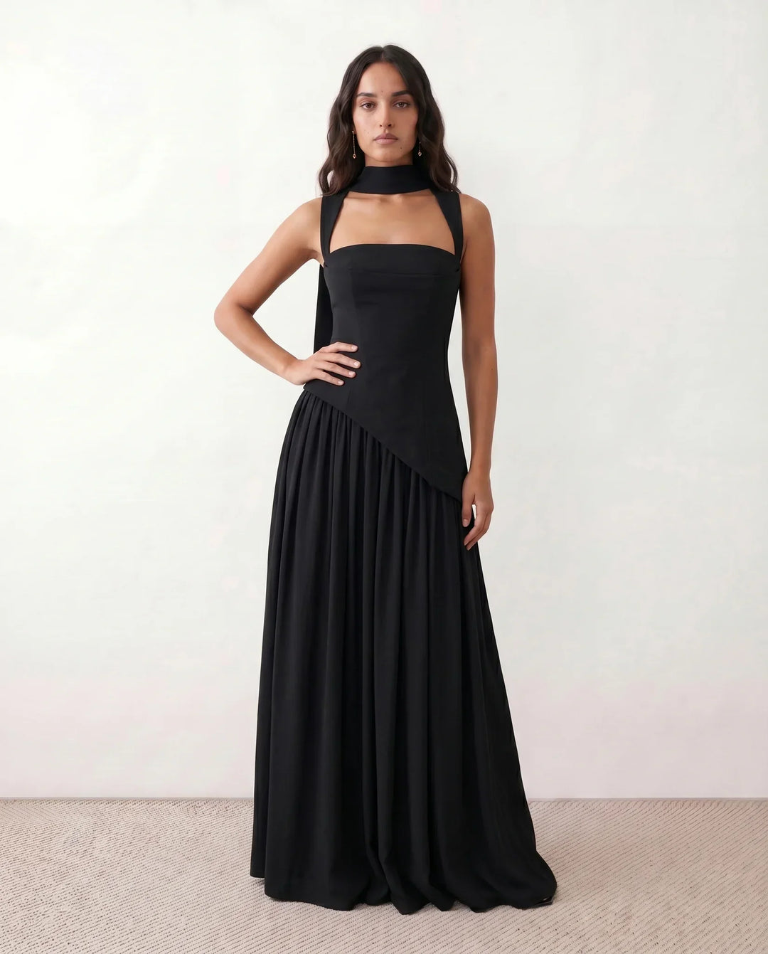 Ines | Basque Waist Lace-Up Maxi Dress