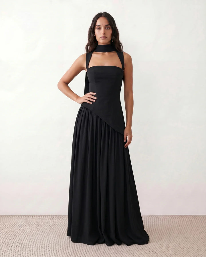Ines | Basque Waist Lace-Up Maxi Dress