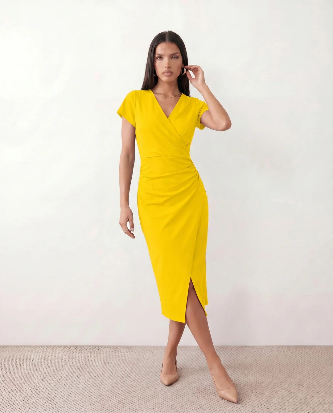 Eugenia | Draped Wrap Midi Dress
