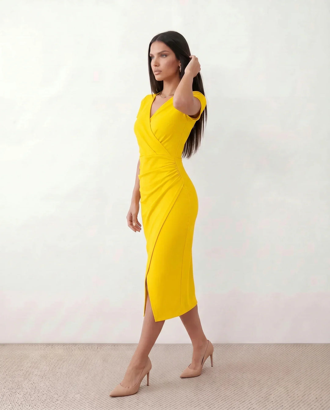Eugenia | Draped Wrap Midi Dress