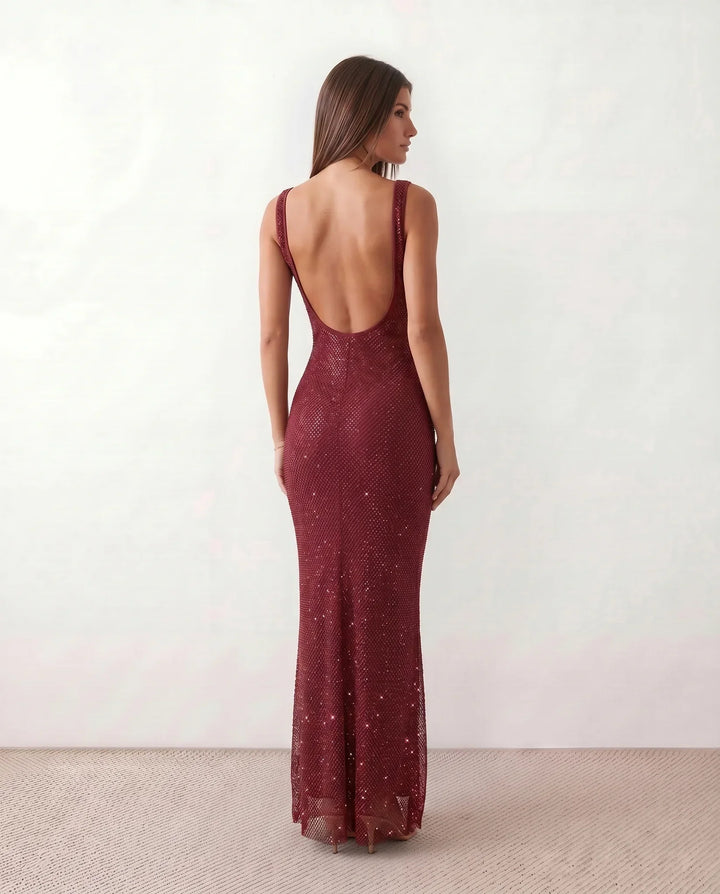 Verity | Sequined Open Back Maxi Dress