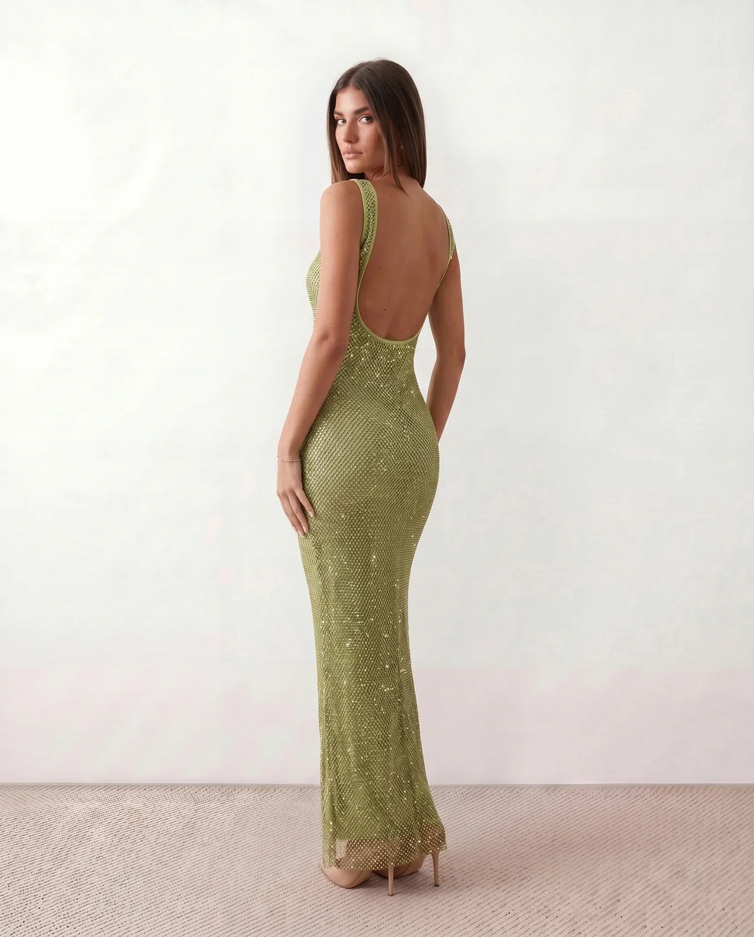 Verity | Sequined Open Back Maxi Dress