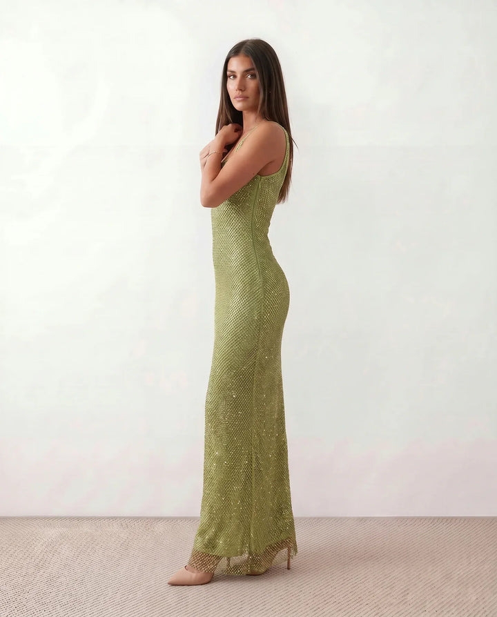 Verity | Sequined Open Back Maxi Dress