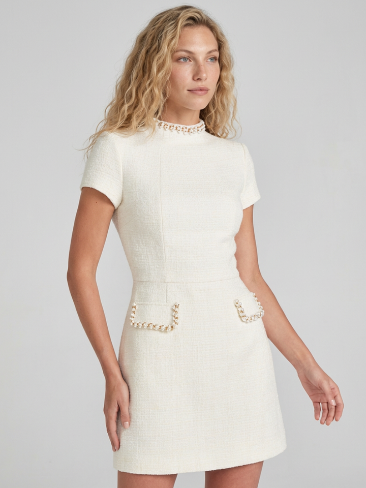 Colette | Mini Dress with Pearl Trim