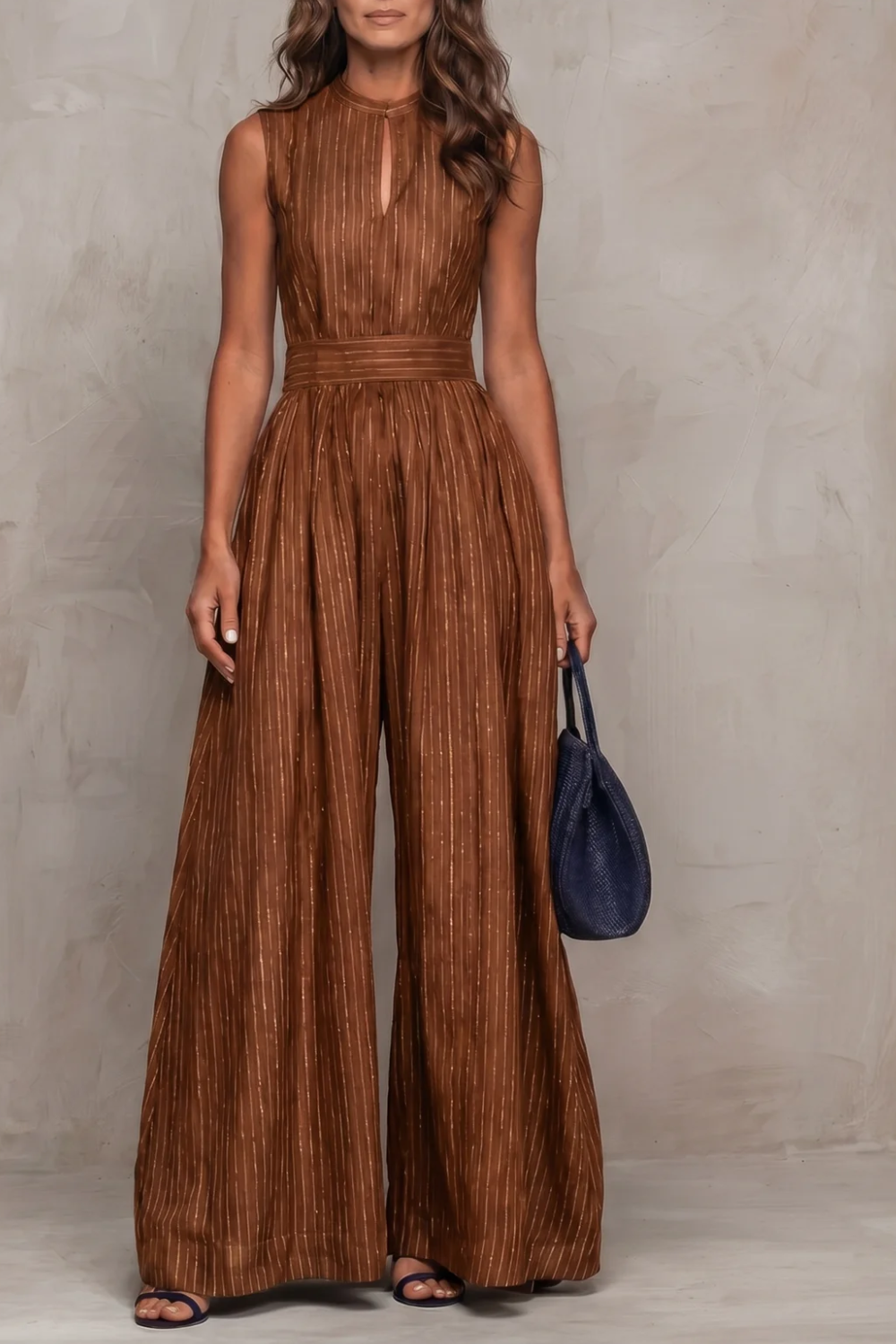 Séréna | Striped Keyhole Wide-Leg Jumpsuit