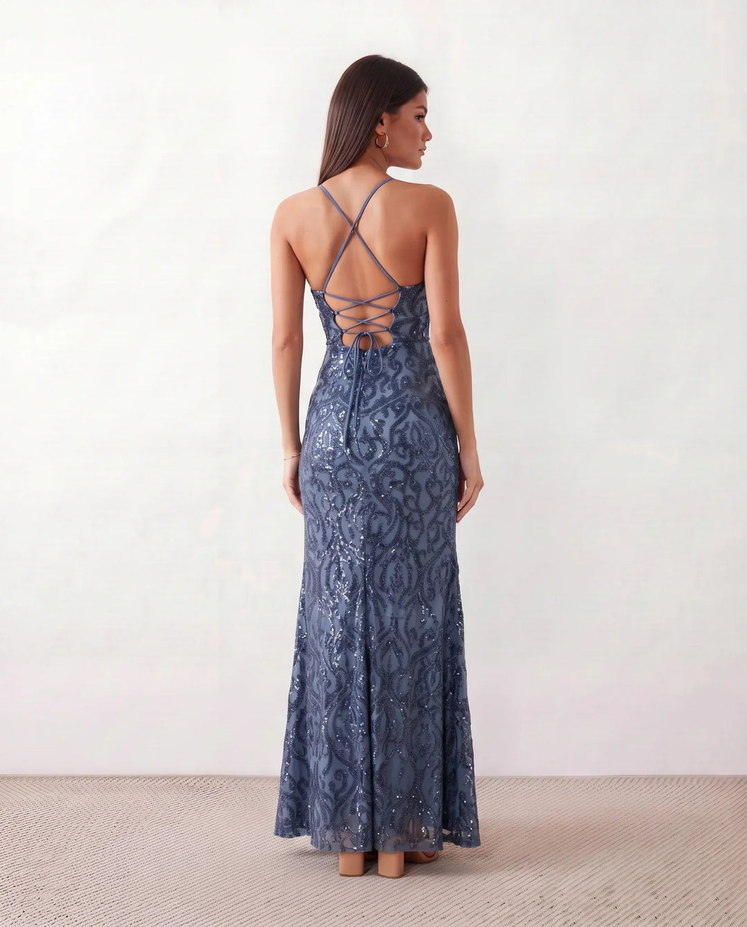 Paulica | Sequined Spaghetti Strap Maxi Dress