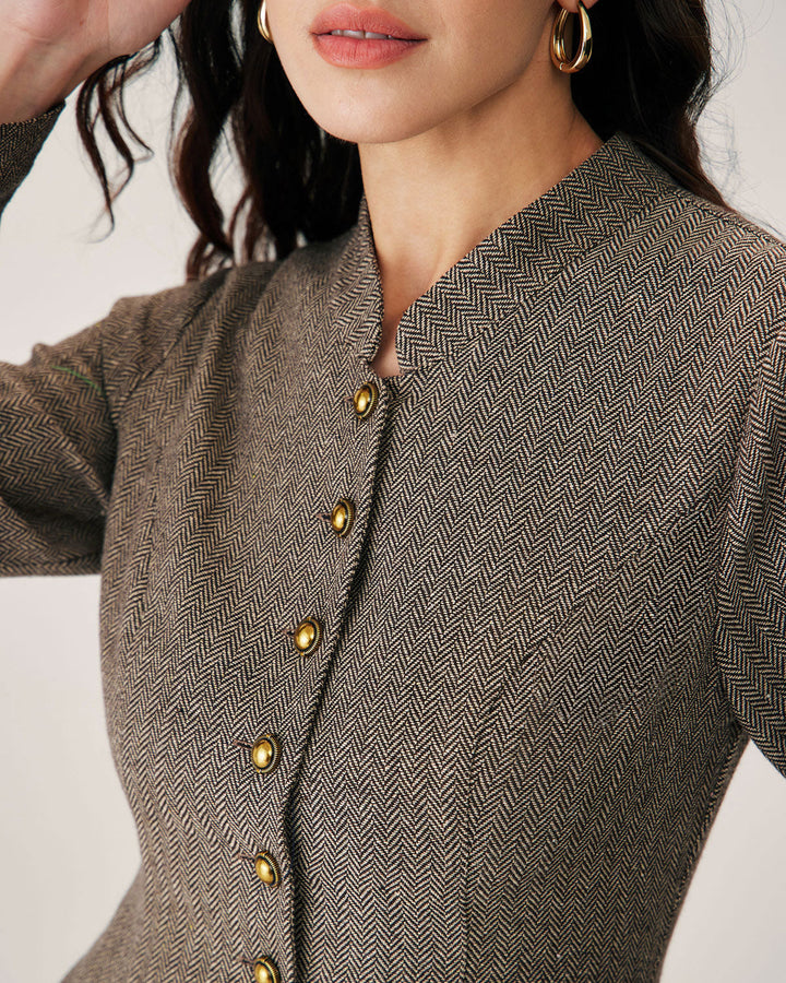 Camille | Button-Front Pleated Mini Dress